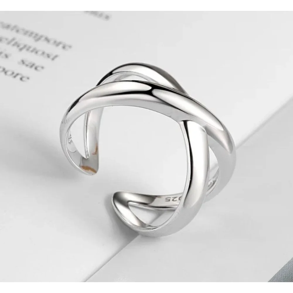 Polished‎ Criss Cross Ring | 925 Sterling Silver